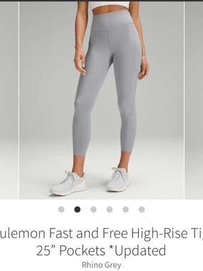 Lululemon Fast and Free High rise updated fit with pockets 6 rhino gray